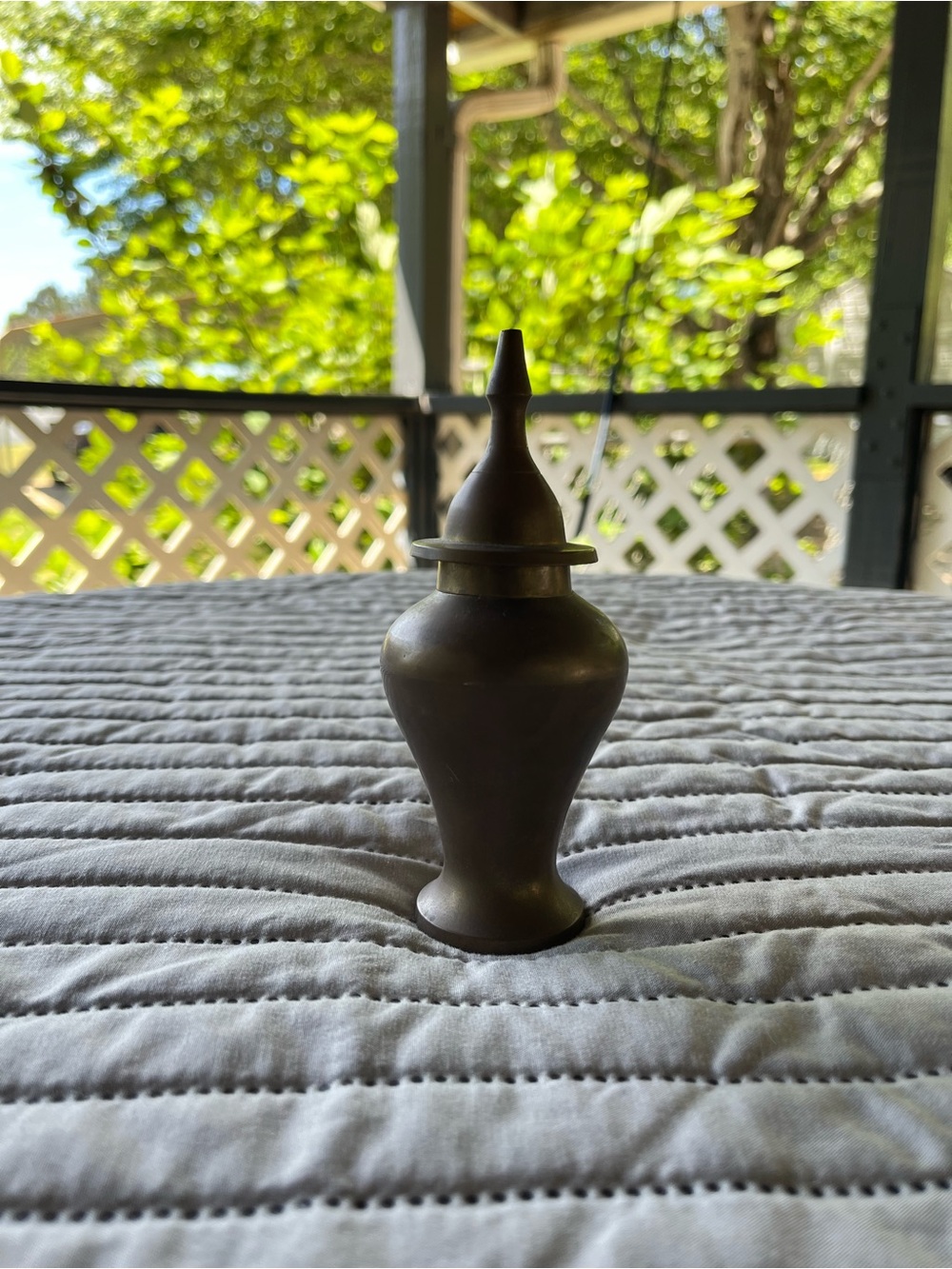 Brass Decorative Urn Vase Or Trinket Box with Lid Vintage Smooth